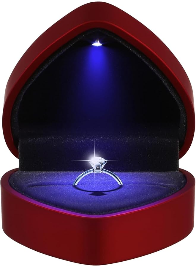 The Bros Ring Box with Light Fashion Heart-Shaped Engagement Ring Box Ring Case Display Organizer for Proposal Wedding Anniversary  - Image 1