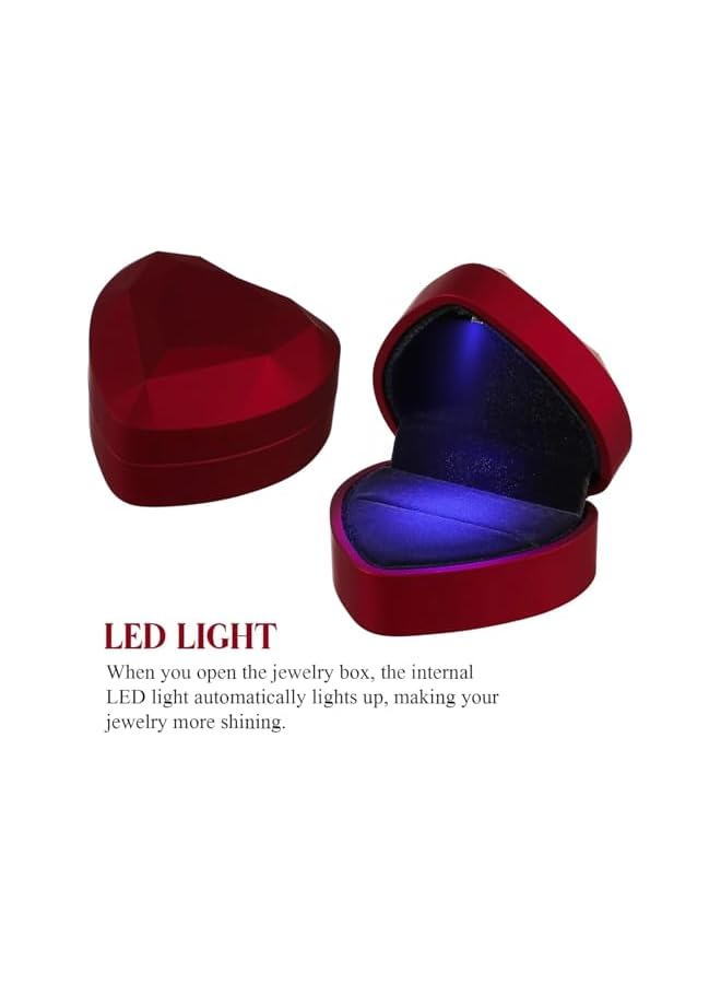 The Bros Ring Box with Light Fashion Heart-Shaped Engagement Ring Box Ring Case Display Organizer for Proposal Wedding Anniversary  - Image 2