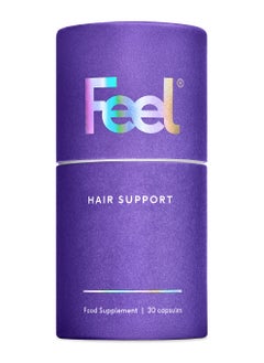 Feel Hair Support - Hair Growth Supplement - Natural Support for Thinning Hair with Keranat and Biotin - Strengthens Hair Follicles, Boosts Shine and Volume - 100% Halal, Vegan - 30 Capsules