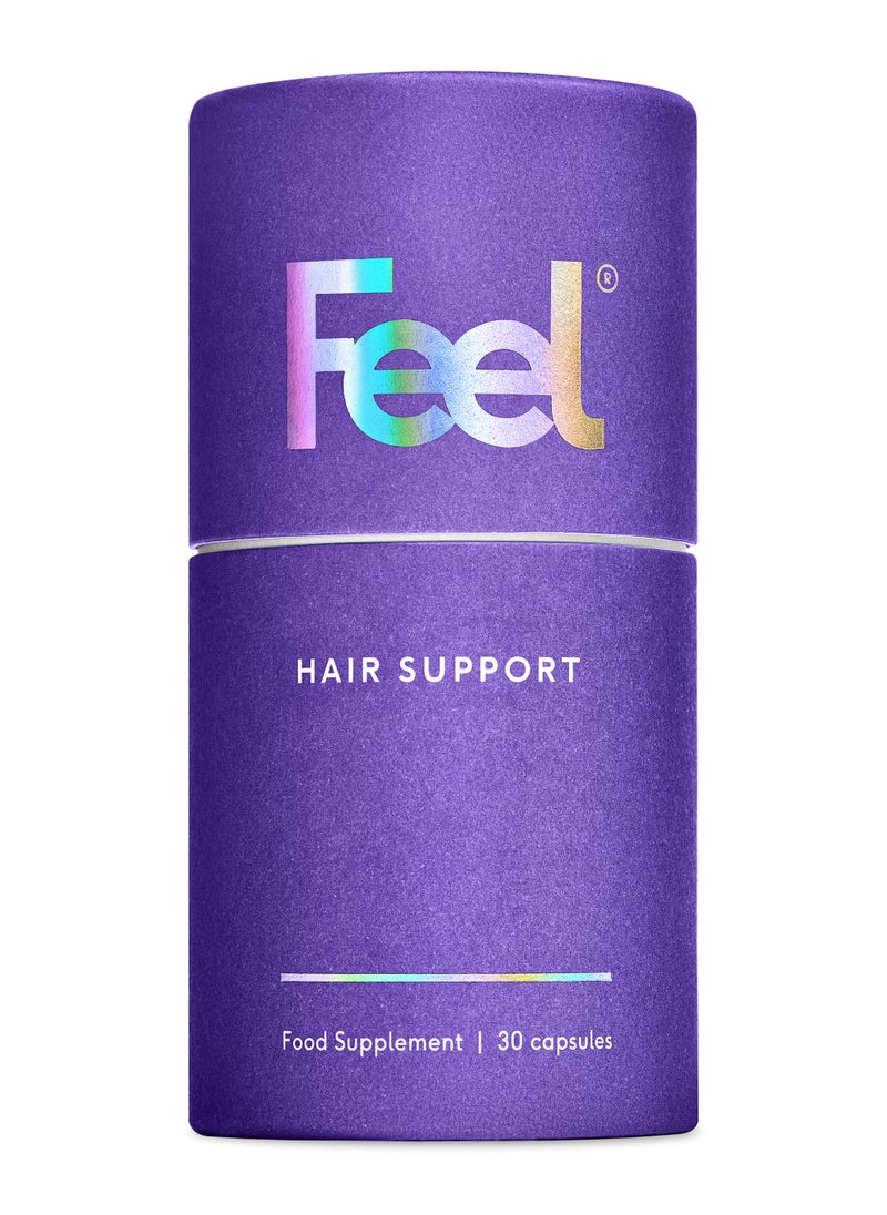FEEL - Feel Hair Support - Hair Growth Supplement - Natural Support for Thinning Hair with Keranat and Biotin - Strengthens Hair Follicles, Boosts Shine and Volume - 100% Halal, Vegan - 30 Capsules - Image 1