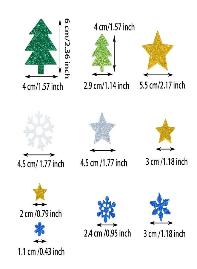PPhtony Christmas Foam Stickers 150Pcs Self-Adhesive Glitter Snowflake Xmas Tree Star Ornament Stickers for Crafts Party Favors Decoration (150) - Image 2