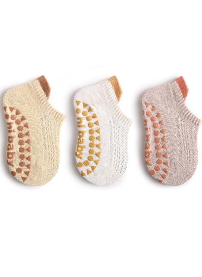 Socks 3 Pair Baby Anti-Slip Socks, Toddler Newborn Anti-Slip Socks With Grips, Anti-Slip Unisex Ankle Floor Socks 1-3 Years Old  - Image 1