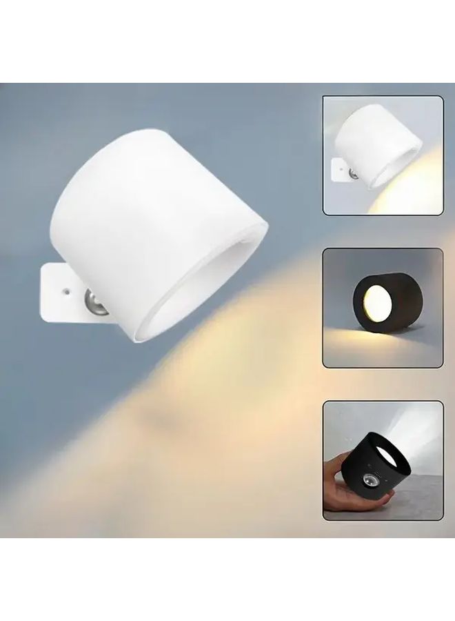 مصباح حائط LED أسود عصري، بطارية قابلة لإعادة الشحن عبر USB، 3 درجات حرارة للون، كرة مغناطيسية دوارة 360 درجة، سطوع قابل للتعديل، تحكم باللمس - Image 1