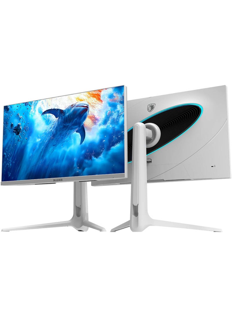 Sades RS-Dolphin, 27" UHD 4K Flat Gaming Monitor, IPS Panel, 160 320Hz, 0.5ms, HDR, Adaptive Sync, USB-C, Dual Speakers, Height Adjustable, White | SA-F01U27W - Image 2
