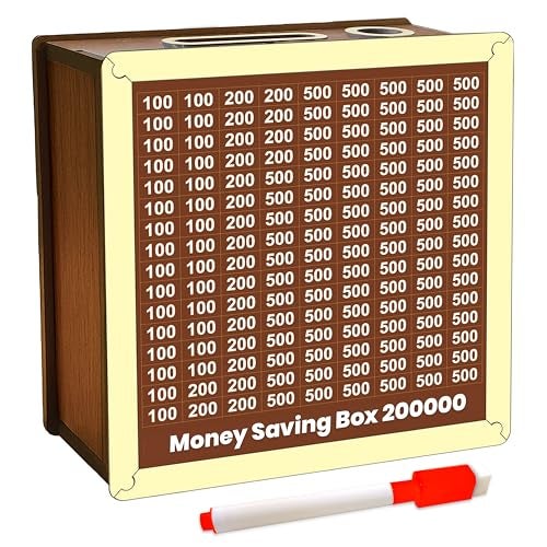 SWAGSTATION Wooden Money Saving Box (₹1 Lakh / 1,00,000 Goal Tracker) | Money Saving Box for Adults 100000 200000 | Wooden Saving Box 100000 | Piggy Bank 100000 | Saving Box/Money Box - Image 1