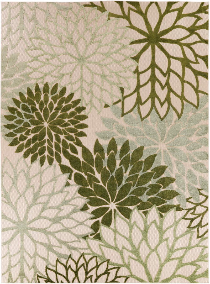 Nourison Home Aloha Indoor/Outdoor Ivory Green 7'10" x 10'6" Area Rug, Easy-Cleaning, Non Shedding, Bed Room, Living Room, Dining Room, Backyard, Patio, Deck (8x11) - Image 4