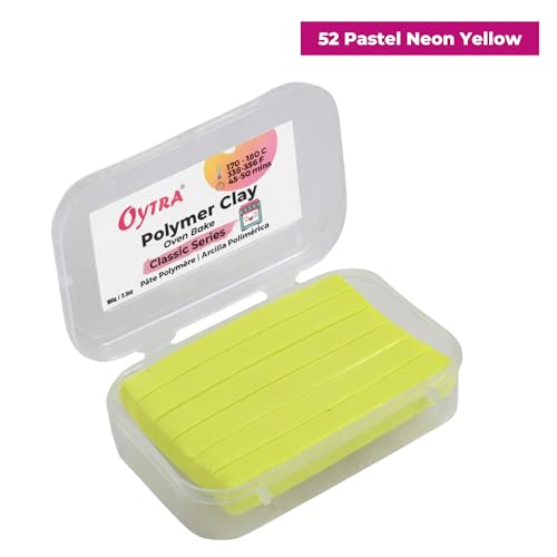 Oytra Polymer Clay Oven Bake 100 Gram for DIY Sculpting Figurines Art and Craft Classic Series for Beginners Artists Professionals (Pastel Neon Yellow) - Image 2