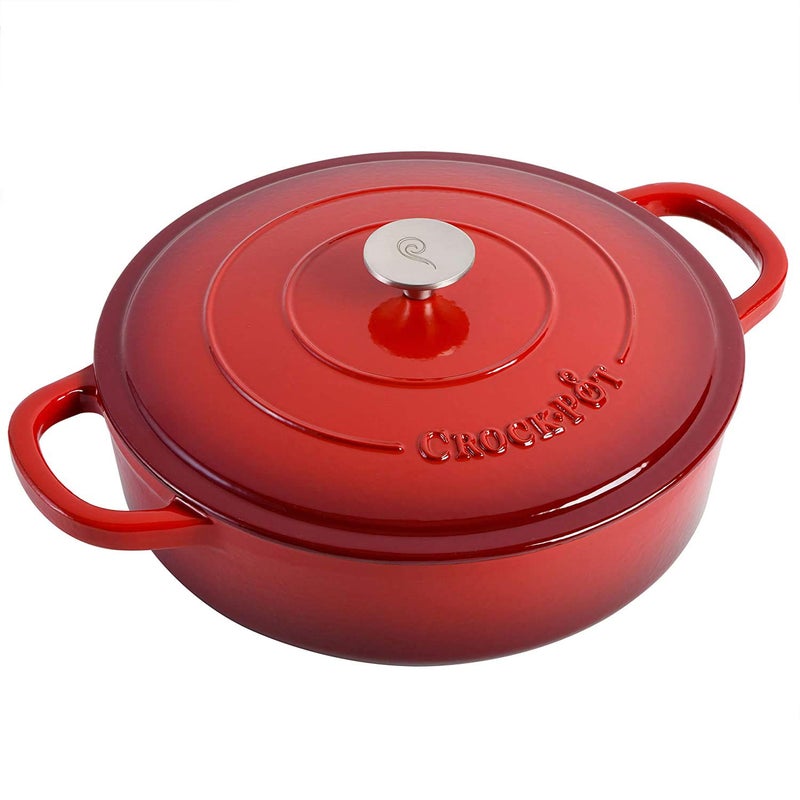 Crock-Pot Crock Pot Artisan Enameled Cast Iron Braiser W/Lid, 5 Quart, Scarlet Red - Image 1