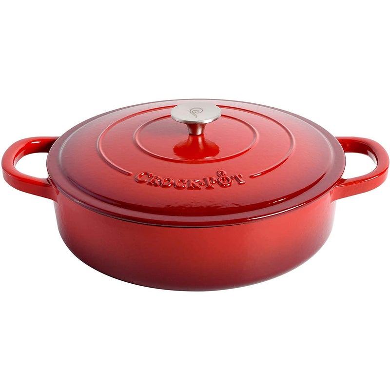 Crock-Pot Crock Pot Artisan Enameled Cast Iron Braiser W/Lid, 5 Quart, Scarlet Red - Image 2