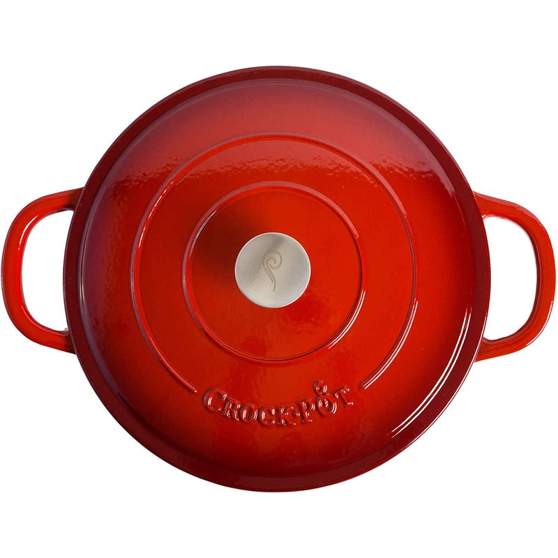 Crock-Pot Crock Pot Artisan Enameled Cast Iron Braiser W/Lid, 5 Quart, Scarlet Red - Image 4