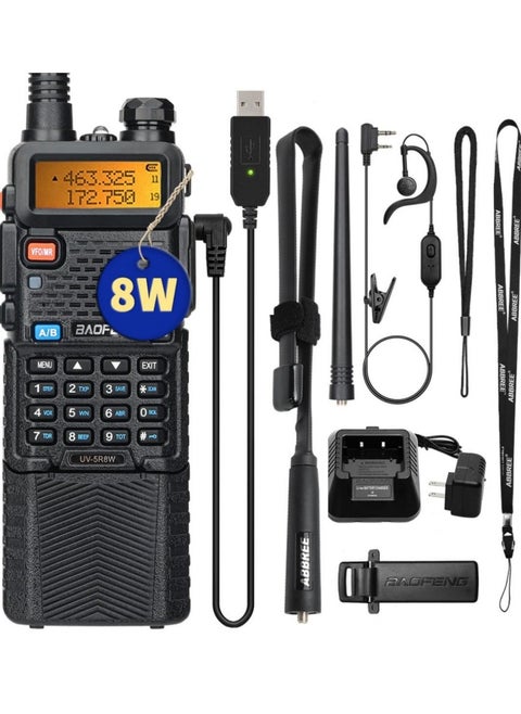 UV-5R Ham Radio 8W Long Range UV5R Dual Band Handheld 3800mAh Extended Battery Rechargeable Walkie Talkies for Adults with Earpiece,USB Charger and Programming Cable Full Kit