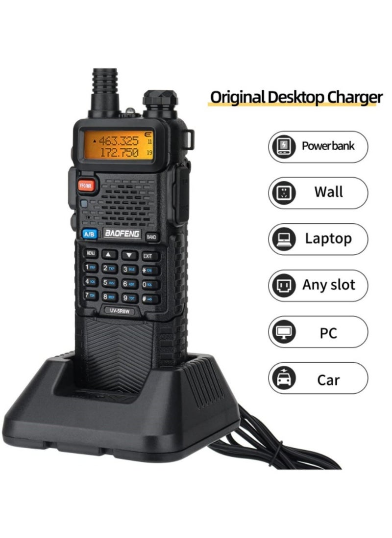 Baofeng - UV-5R Ham Radio 8W Long Range UV5R Dual Band Handheld 3800mAh Extended Battery Rechargeable Walkie Talkies for Adults with Earpiece,USB Charger and Programming Cable Full Kit - Image 1
