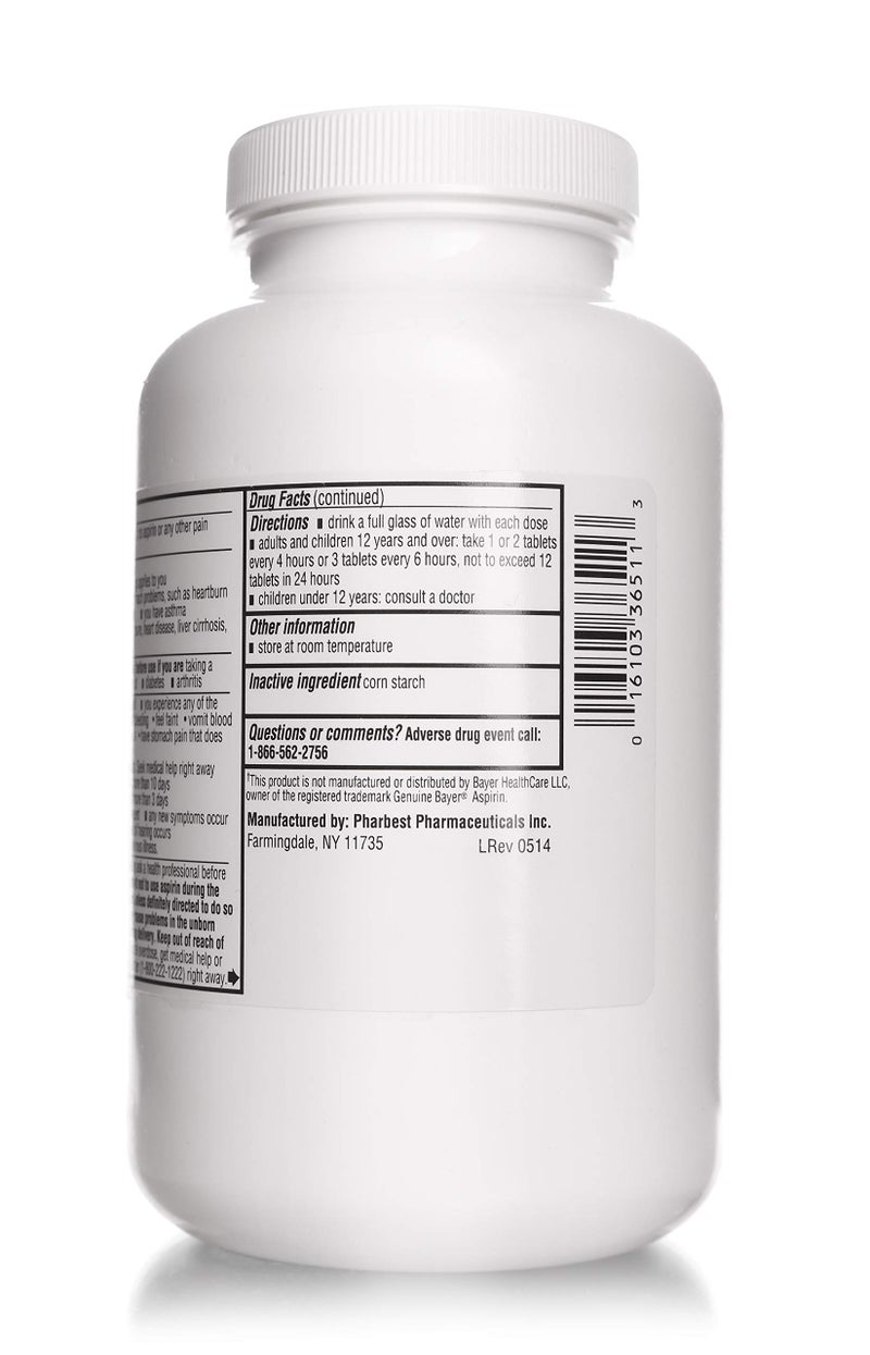 PHARBEST حبوب أسبرين PHARBEST 325 ملغ | قوة عادية | 1000 حبة غير مغلفة - Image 3
