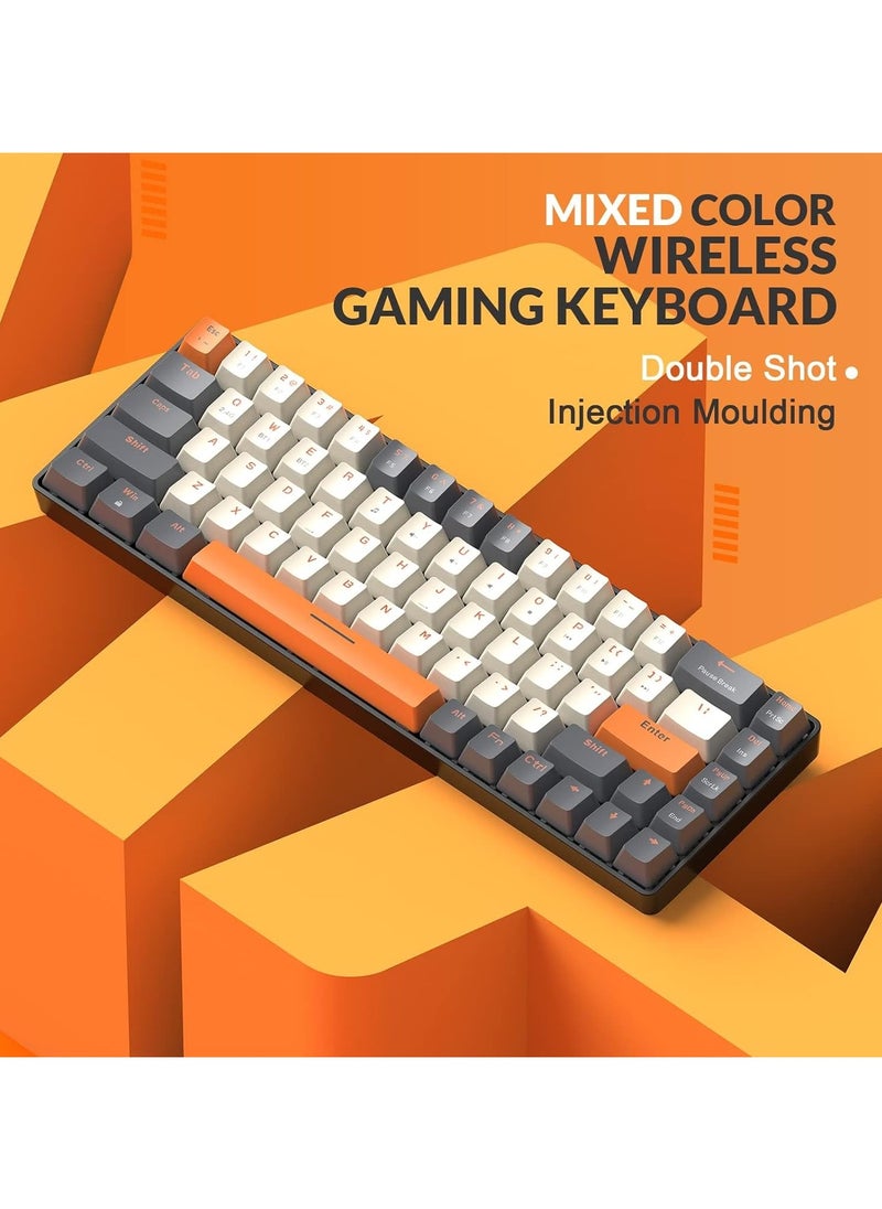 Generic - K68 Wireless Mechanical Keyboard, Bluetooth 5.0/2.4G 68-Key Hot Swappable Professional Keyboard with Keycap Puller, Red Switch for Mac Windows Shimmer - Image 1