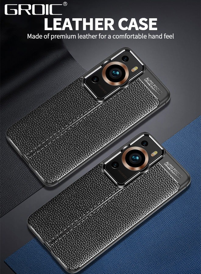 GROIC Leather Phone Case for Huawei P60/P60 Pro,Drop Proof Durable Camera Lens Protection Phone Cover,Luxury Business Phone Shell for Huawei P60/P60 Pro 6.67'' - Image 2