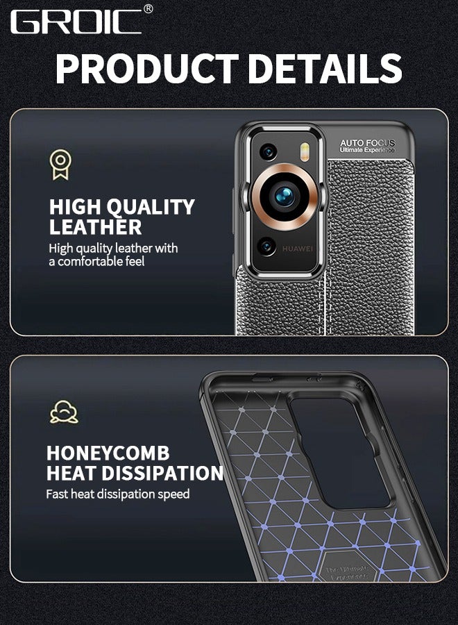 GROIC Leather Phone Case for Huawei P60/P60 Pro,Drop Proof Durable Camera Lens Protection Phone Cover,Luxury Business Phone Shell for Huawei P60/P60 Pro 6.67'' - Image 3