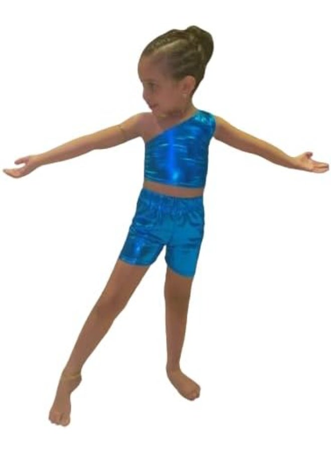 Disco Lycra Leather 2 Pieces Fit for Gymnastics and Ballet