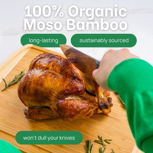 Greener Chef Organic Extra Large Bamboo Cutting Board with Lifetime Replacements –18 x 12 Inch Reversible Wooden Kitchen Chopping Board with Juice Groove – Used to Chop, Slice, Carve & Serve – by Greener Chef - Image 2