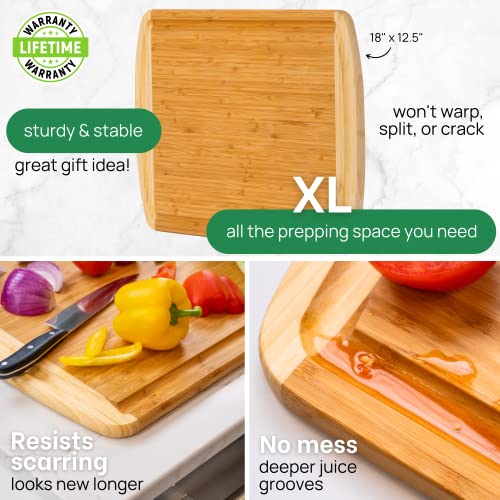 Greener Chef Organic Extra Large Bamboo Cutting Board with Lifetime Replacements –18 x 12 Inch Reversible Wooden Kitchen Chopping Board with Juice Groove – Used to Chop, Slice, Carve & Serve – by Greener Chef - Image 3