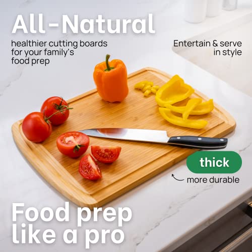 Greener Chef Organic Extra Large Bamboo Cutting Board with Lifetime Replacements –18 x 12 Inch Reversible Wooden Kitchen Chopping Board with Juice Groove – Used to Chop, Slice, Carve & Serve – by Greener Chef - Image 4