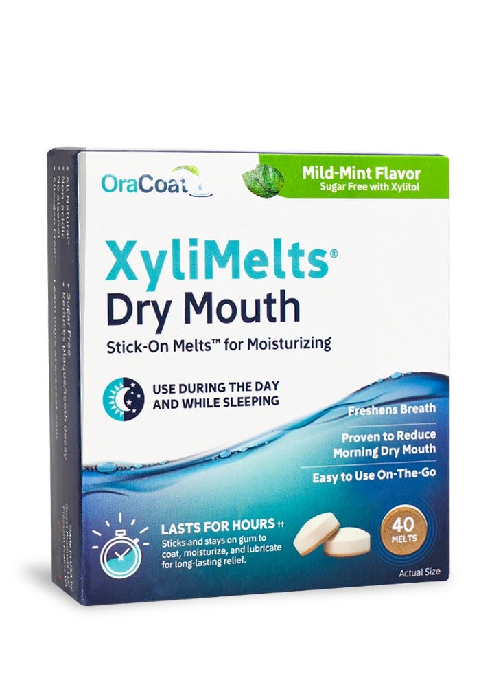Oracoat XYLIMELTS Sugar Free Xylitol For Dry Mouth Mild Mint Flavor 40 MELTING TABLET - Image 1