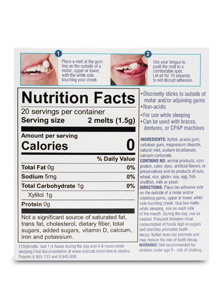 Oracoat XYLIMELTS Sugar Free Xylitol For Dry Mouth Mild Mint Flavor 40 MELTING TABLET - Image 2