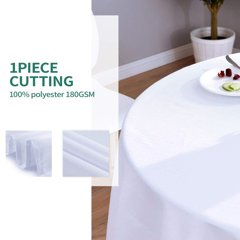 Surmente White Tablecloth for Round Tables, 120-inch Round Table Cloths for Weddings, Banquets, or Restaurants - Image 2