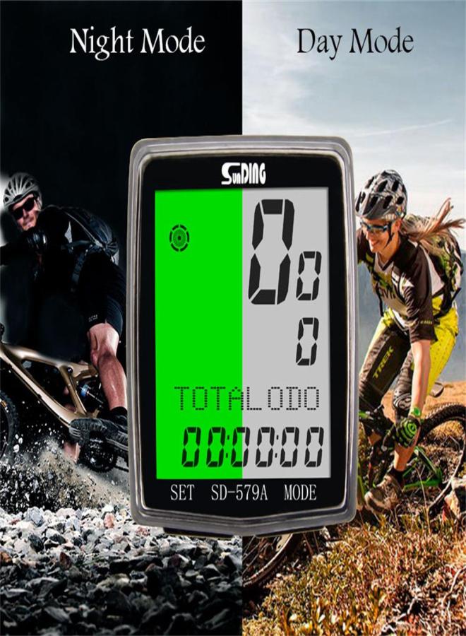 SunDING Wired Bike Computer Waterproof Bicycle Odometer Multi Functional LCD Screen Cycling Speedometer Mountain Bike Speed Meter with Green Backlight - Image 4