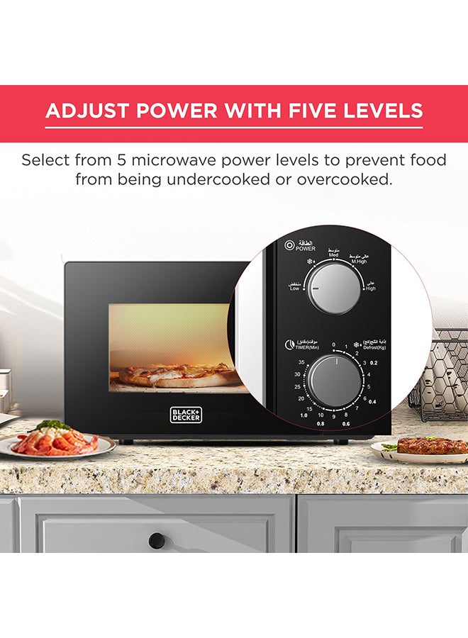 BLACK+DECKER 20L Solo Microwave Oven, 700W Output, 1050W input Power, 5 Power Levels, Chrome Knobs, Grey Painted Cavity, Black Control Panel, Compact & Stylish Kitchen Essential 20 L 1050 W MZ007PGSA-B Black - Image 4
