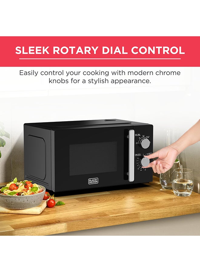 BLACK+DECKER 20L Solo Microwave Oven, 700W Output, 1050W input Power, 5 Power Levels, Chrome Knobs, Grey Painted Cavity, Black Control Panel, Compact & Stylish Kitchen Essential 20 L 1050 W MZ007PGSA-B Black - Image 3