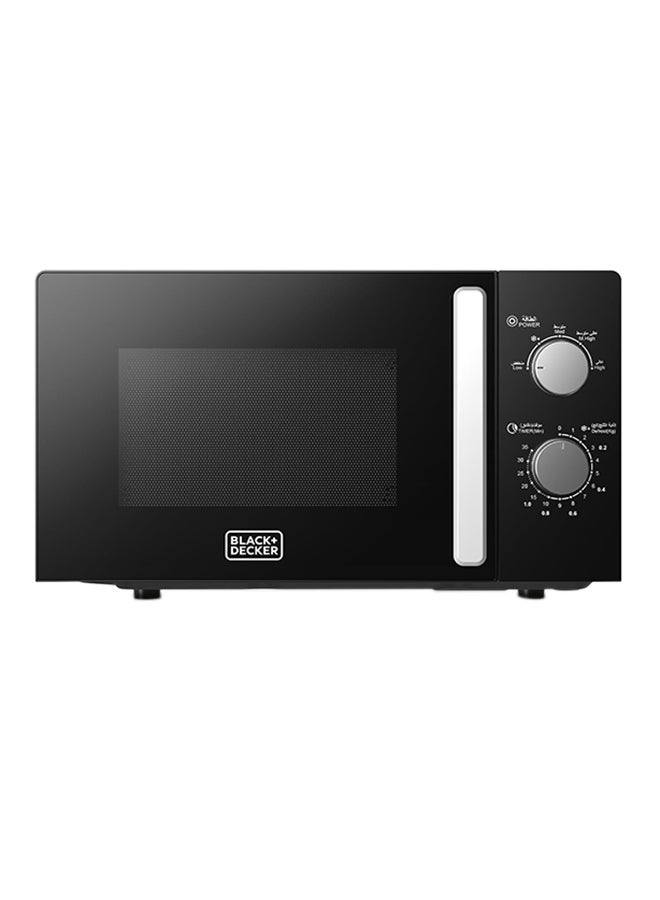 BLACK+DECKER 20L Solo Microwave Oven, 700W Output, 1050W input Power, 5 Power Levels, Chrome Knobs, Grey Painted Cavity, Black Control Panel, Compact & Stylish Kitchen Essential 20 L 1050 W MZ007PGSA-B Black - Image 1