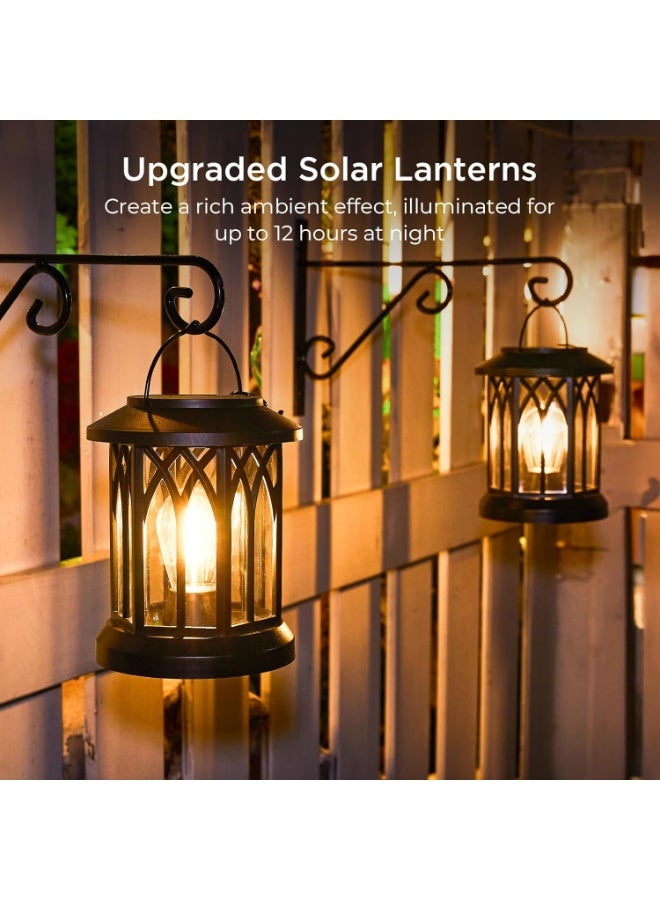 Zarmanuae Solar Lights Outdoor Garden, 2 Pack Hanging Solar Lanterns with LED Bulds, Waterproof Garden Ornaments Outdoor Lantern Lights for Decoration Yard Pathway Patio - Image 2