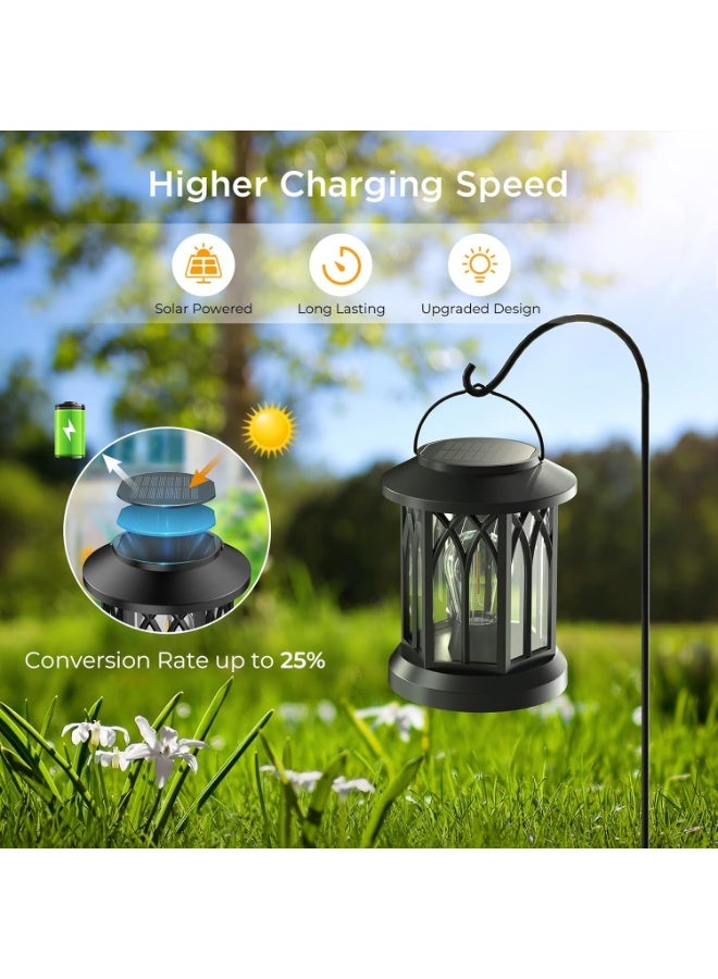 Zarmanuae Solar Lights Outdoor Garden, 2 Pack Hanging Solar Lanterns with LED Bulds, Waterproof Garden Ornaments Outdoor Lantern Lights for Decoration Yard Pathway Patio - Image 5