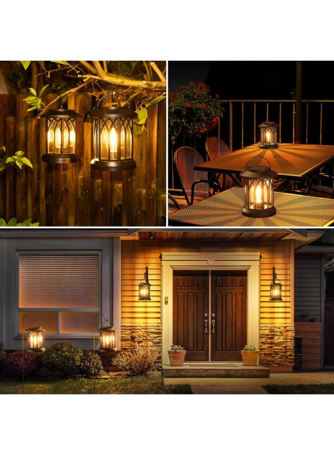 Zarmanuae Solar Lights Outdoor Garden, 2 Pack Hanging Solar Lanterns with LED Bulds, Waterproof Garden Ornaments Outdoor Lantern Lights for Decoration Yard Pathway Patio - Image 4