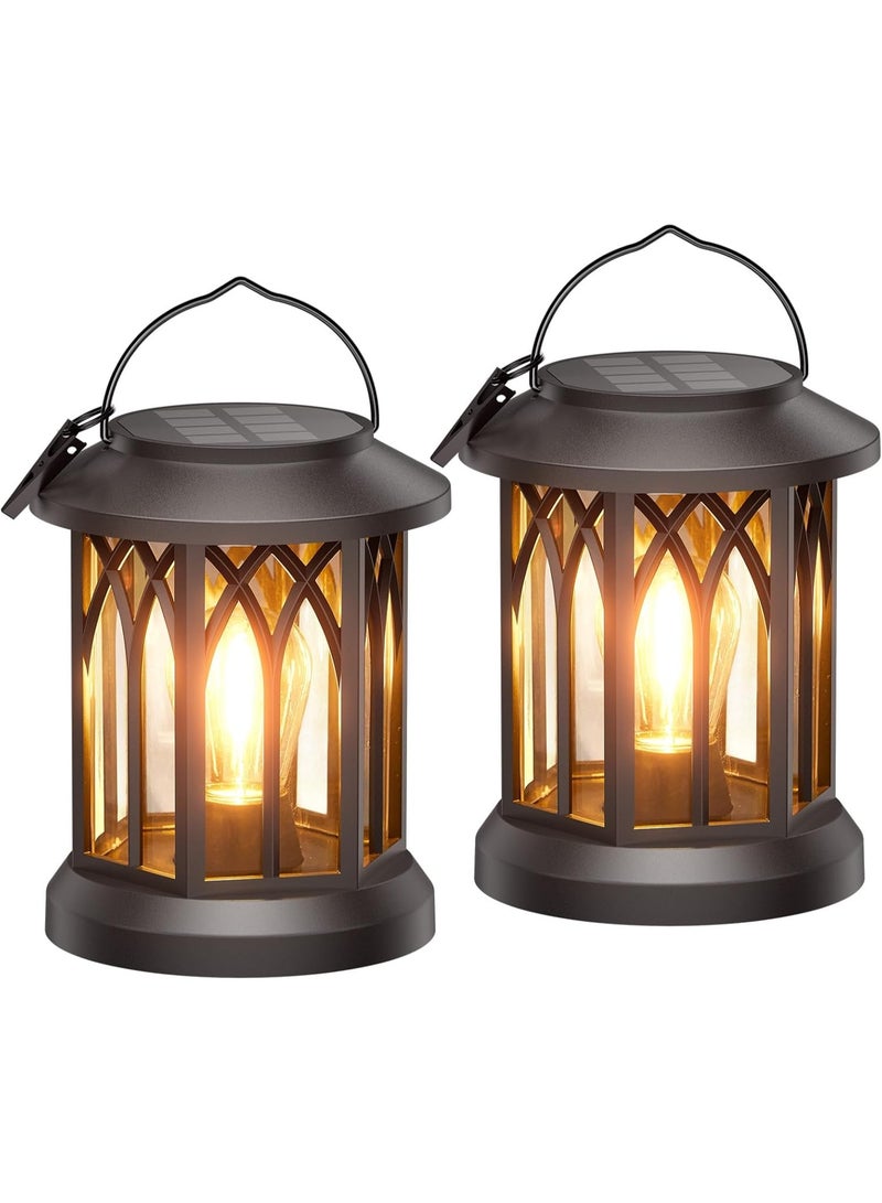 Zarmanuae Solar Lights Outdoor Garden, 2 Pack Hanging Solar Lanterns with LED Bulds, Waterproof Garden Ornaments Outdoor Lantern Lights for Decoration Yard Pathway Patio - Image 1