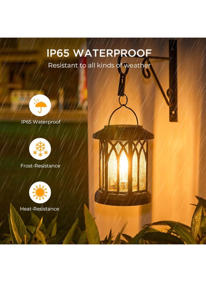 Zarmanuae Solar Lights Outdoor Garden, 2 Pack Hanging Solar Lanterns with LED Bulds, Waterproof Garden Ornaments Outdoor Lantern Lights for Decoration Yard Pathway Patio - Image 3