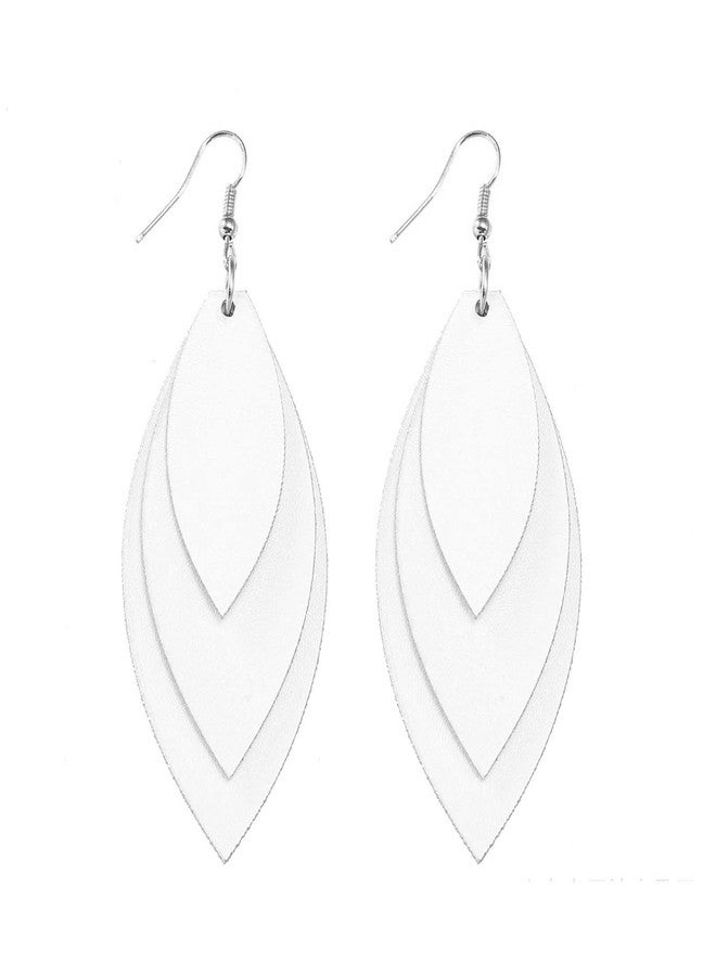 TIDOO Jewelry Women Three Layers Leather Drop Earring (white) (white) - Image 1