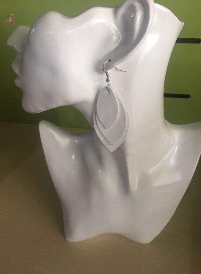 TIDOO Jewelry Women Three Layers Leather Drop Earring (white) (white) - Image 3