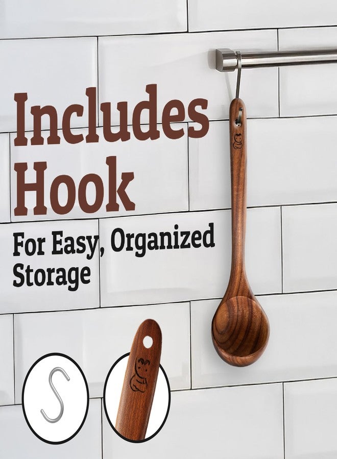 Priority Chef Large Wooden Ladle - Teak Soup Spoon with Long Handle for Serving and Stirring, Nonstick Safe and Easy to Clean - Premium Wooden Utensil for Kitchen Use - Image 5