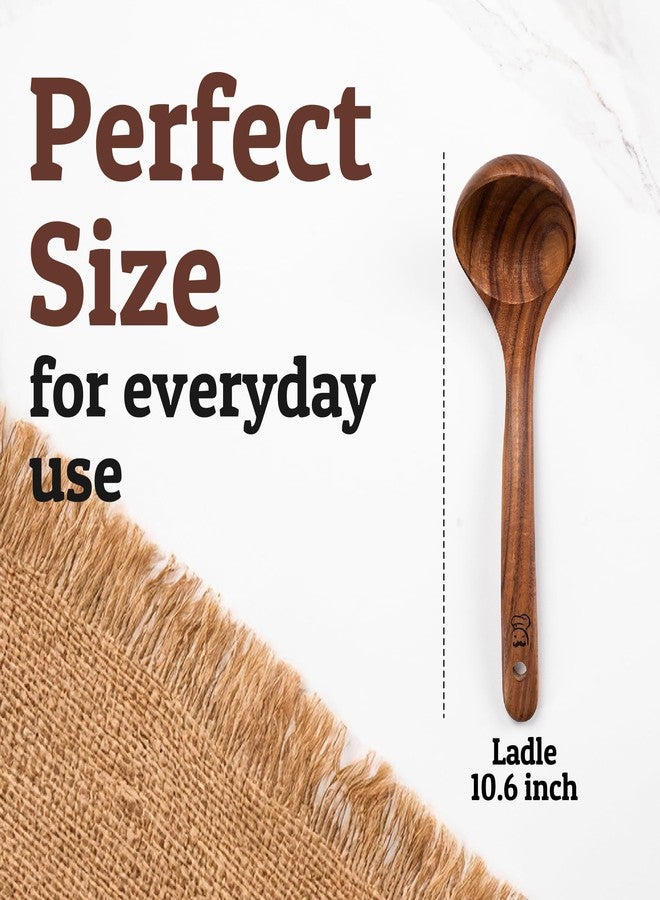 Priority Chef Large Wooden Ladle - Teak Soup Spoon with Long Handle for Serving and Stirring, Nonstick Safe and Easy to Clean - Premium Wooden Utensil for Kitchen Use - Image 4