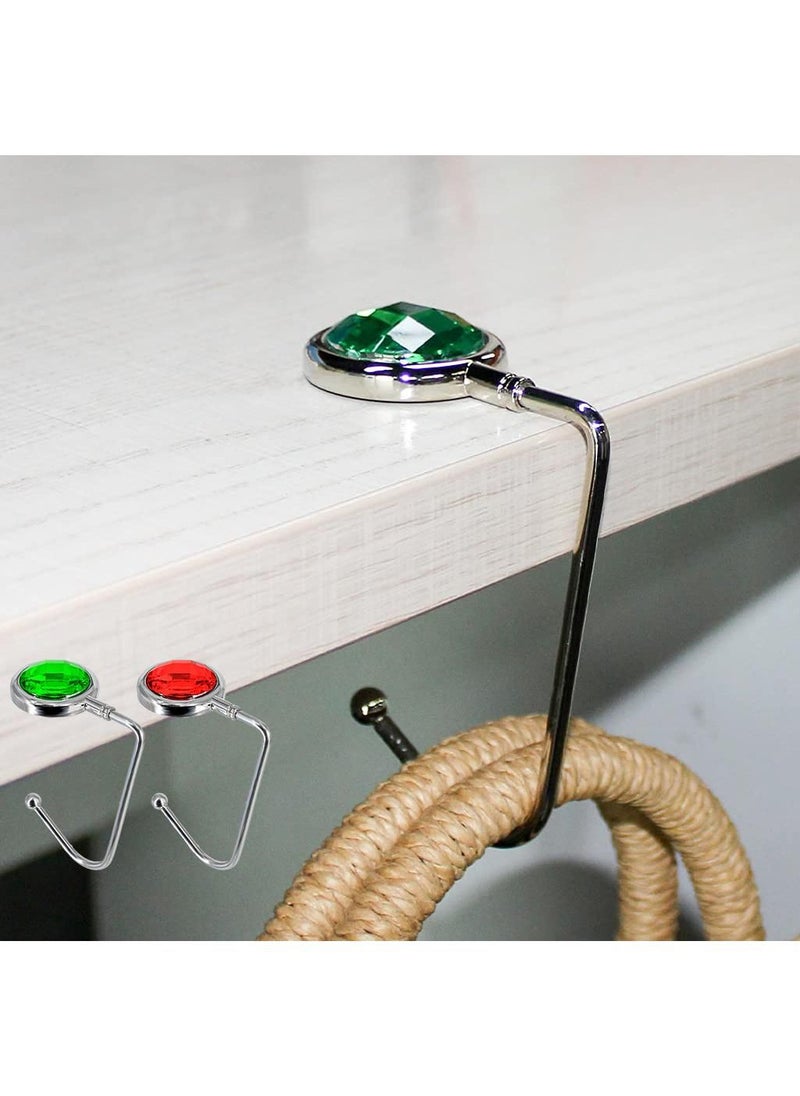 Sweet seven Glamorous Rhinestone Handbag Purse Hook: Stylish Clutch Holder for Table Desk - Red and Green Options Available  - Image 1