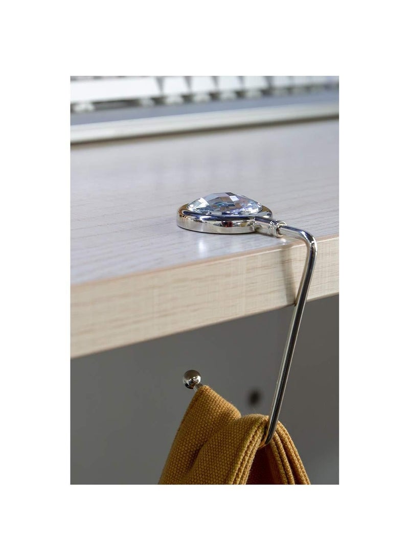 Sweet seven Glamorous Rhinestone Handbag Purse Hook: Stylish Clutch Holder for Table Desk - Red and Green Options Available  - Image 2