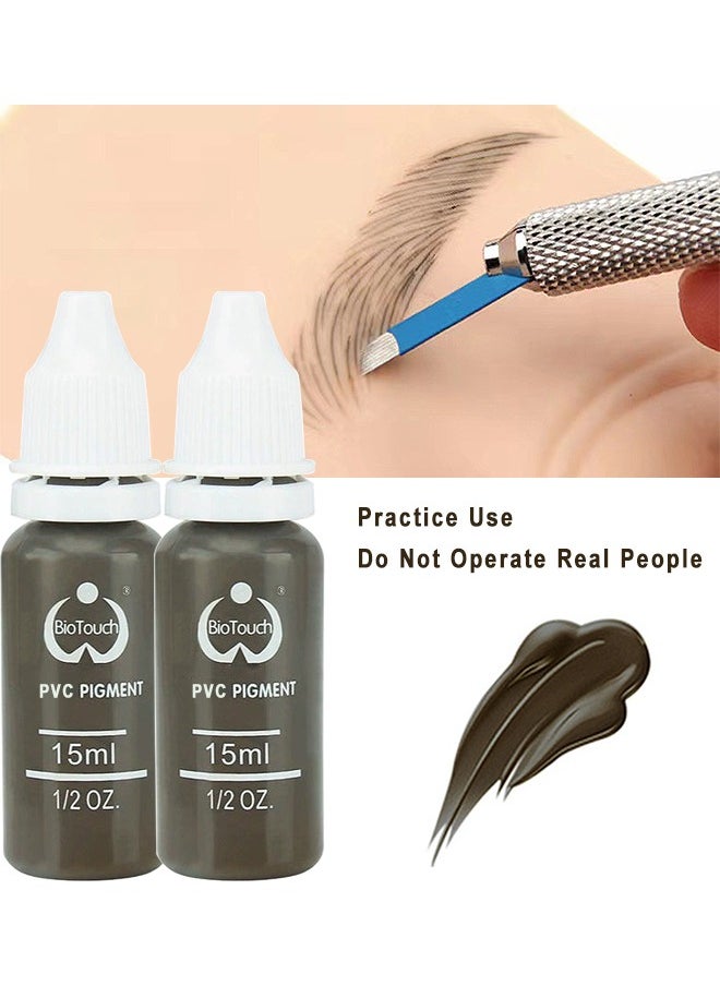 Biotouch 2PCS Eyebrow Pigment For Eyebrows/Brows - Micro pigments - Microblading pigments PMU - Machine Use - Medical Grade - No Mixing eyebrow pigment for shading For Professionals Only, Dark Coffee 1/2 oz  - Image 1