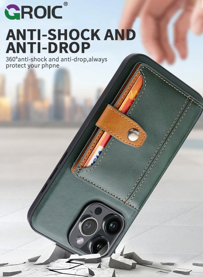 GROIC Design for iPhone 15 Pro 6.1 Inch Phone Case PU Leather Wallet Shell, Mobile Back Kickstand Card Holder Slots Shockproof Protective Flip Cover, Folio Cover - Image 5