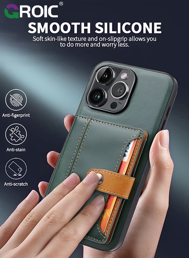 GROIC Design for iPhone 15 Pro 6.1 Inch Phone Case PU Leather Wallet Shell, Mobile Back Kickstand Card Holder Slots Shockproof Protective Flip Cover, Folio Cover - Image 2