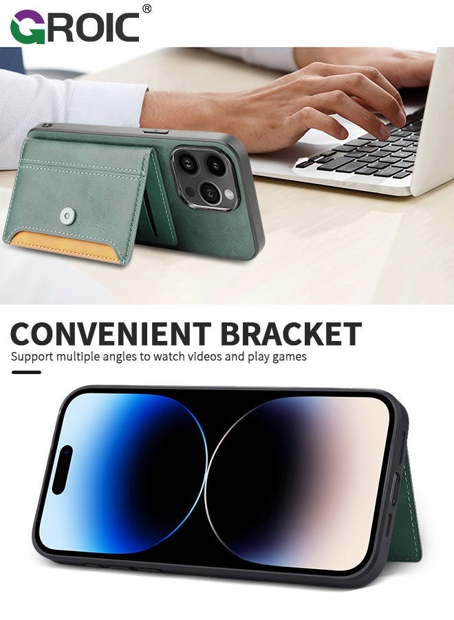 GROIC Design for iPhone 15 Pro 6.1 Inch Phone Case PU Leather Wallet Shell, Mobile Back Kickstand Card Holder Slots Shockproof Protective Flip Cover, Folio Cover - Image 3