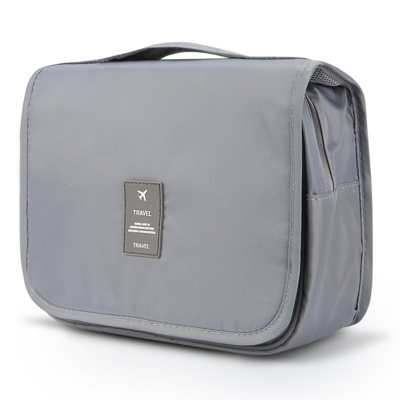 Mossio Polyester Toiletry Travel Organizer,Large Capacity Suitcase Luggage Portable Dopp Kit Wash Bag Grey 7.99 Cms - Image 1