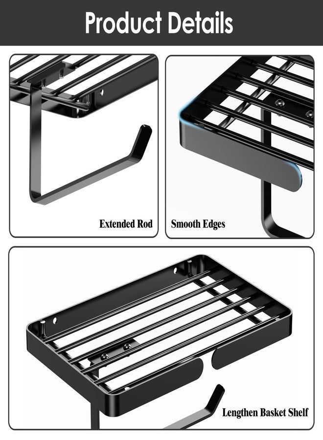 AIDILI Black Metal Toilet Paper Holder, Drill Free, Holder Wipes Stick On Wall, Self Adhesive Rustproof - Image 4