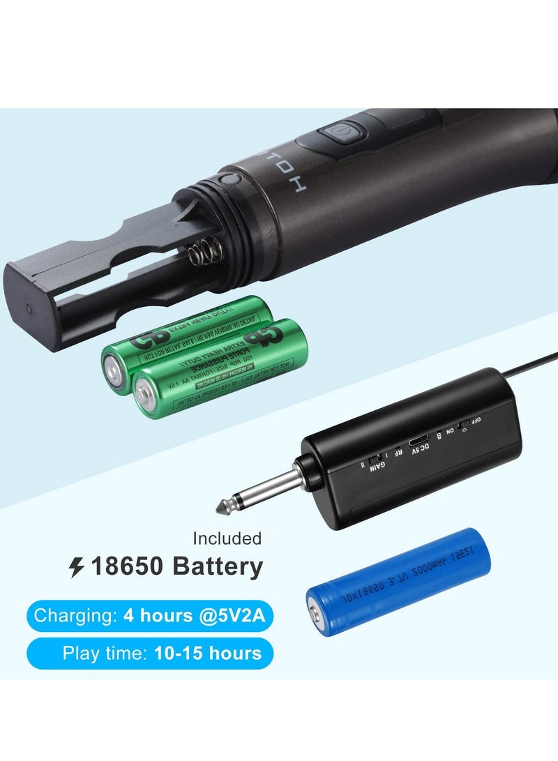 UHF Wireless Dual Handheld Microphones with Rechargeable 1/4” Output Mini Portable Receiver for Live Performance Over PA, Mixer, Speaker (H-U26C) - Image 2