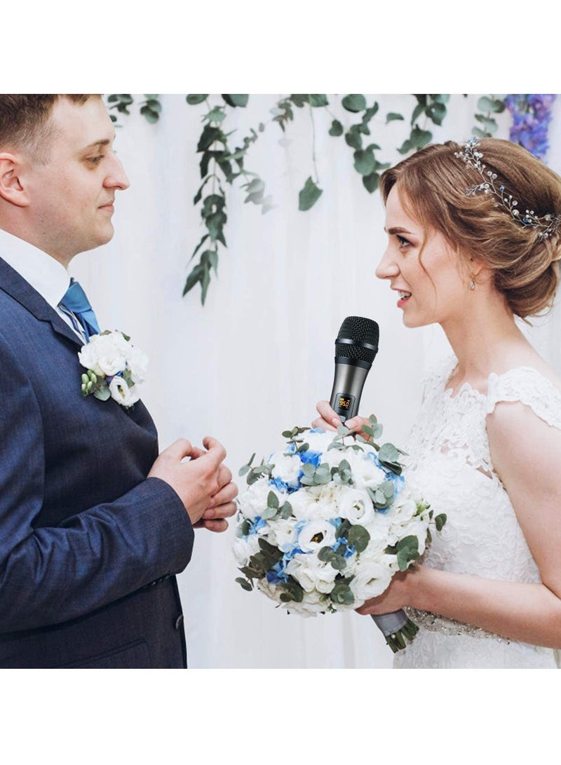 UHF Wireless Dual Handheld Microphones with Rechargeable 1/4” Output Mini Portable Receiver for Live Performance Over PA, Mixer, Speaker (H-U26C) - Image 5